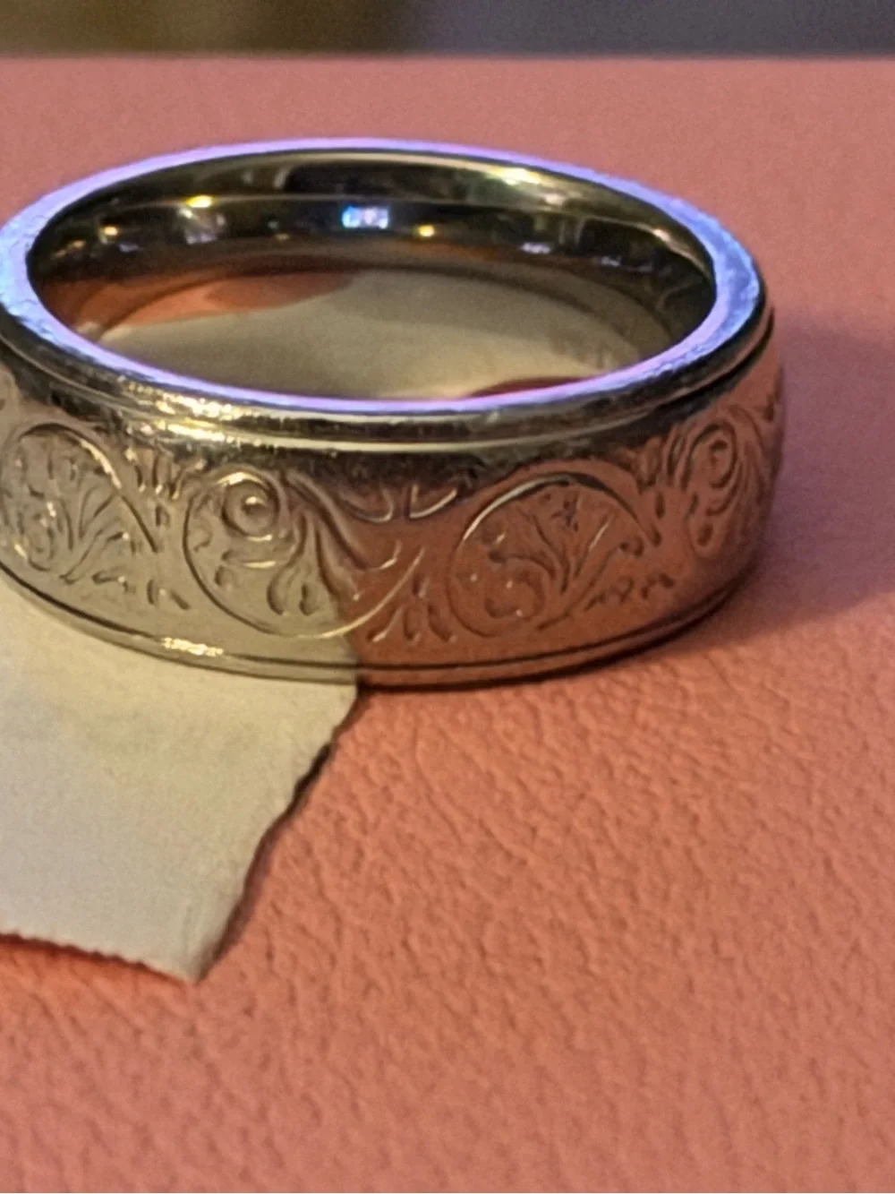 Metal Masters Size 6.75 Silver Stainless Steel Ornate Engraved Band Ring